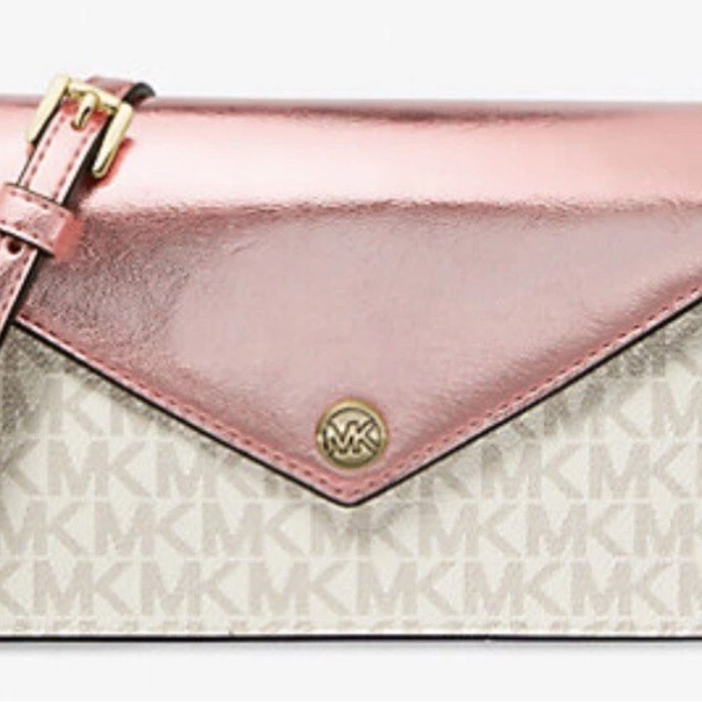 New Michael Kors Crossbody bag in Crimson multi color, Logo-print canvas